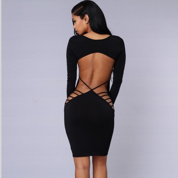 full sleeve backless dress